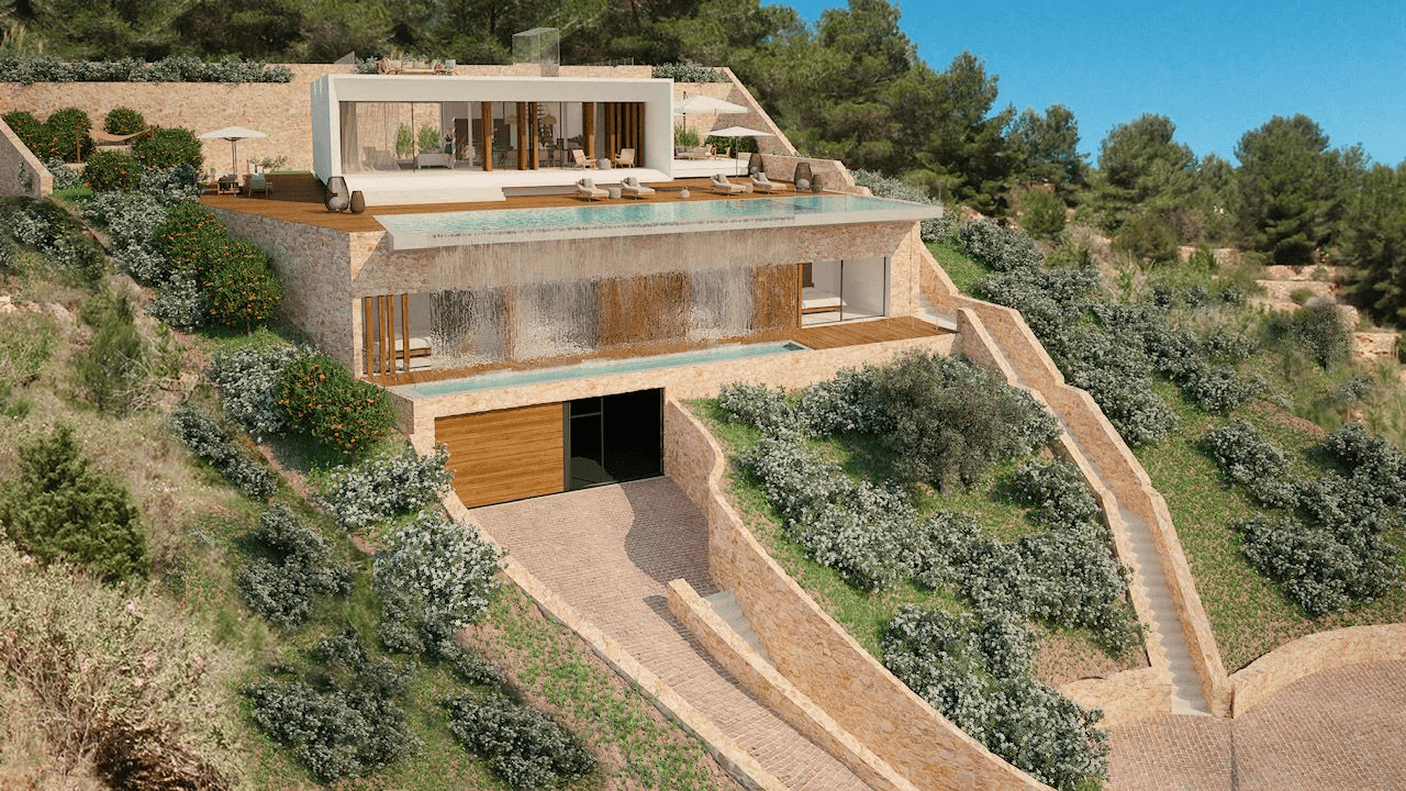 Newly built villa for sale in Roca Llisa with views of nature.
