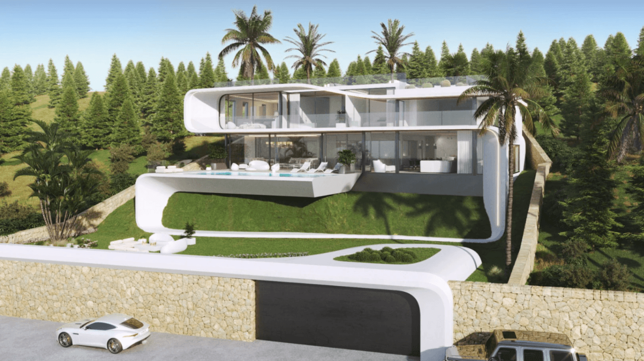 Espectacular villa de obra nueva con vistas abiertas al mar en venta en urbanización privada