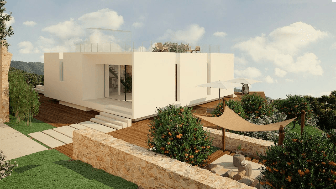 Newly built villa for sale in Roca Llisa with views of nature.