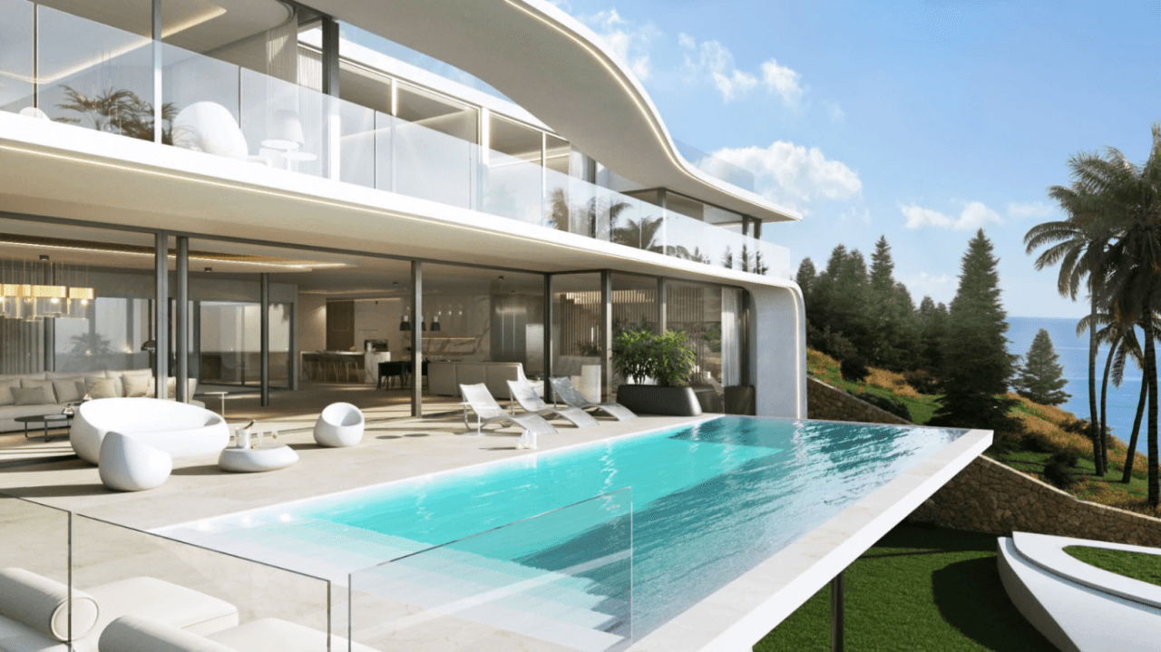 Espectacular villa de obra nueva con vistas abiertas al mar en venta en urbanización privada