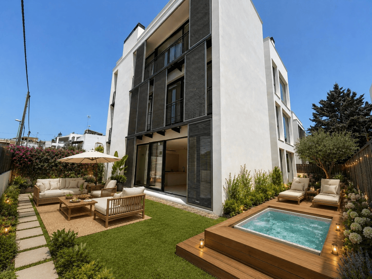 Appartement exclusif neuf avec jardin privatif
