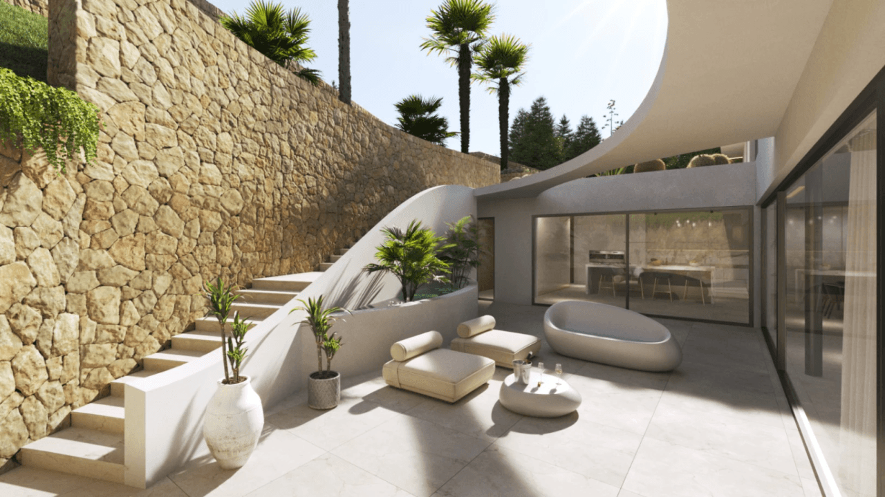 Espectacular villa de obra nueva con vistas abiertas al mar en venta en urbanización privada